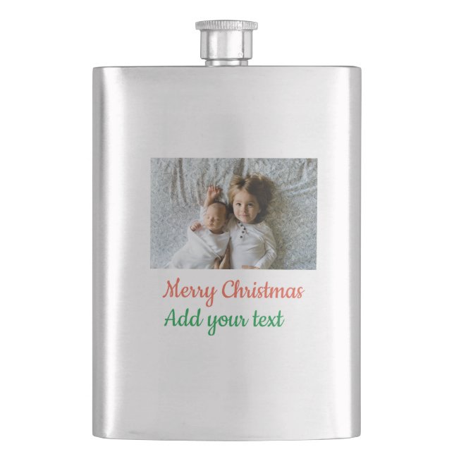 Simple minimal colourful add your name text image hip flask (Front)