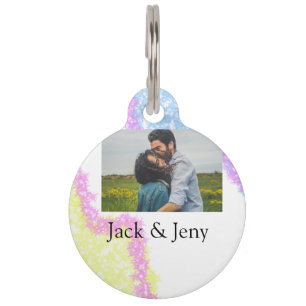 Simple minimal colourful glitter add name photo im pet tag
