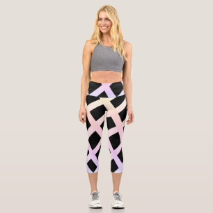 Simple minimal colourful stripes purple green cust capri leggings