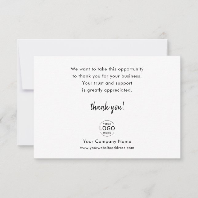 Simple Minimal Company Logo Business Thank You Card (Front)