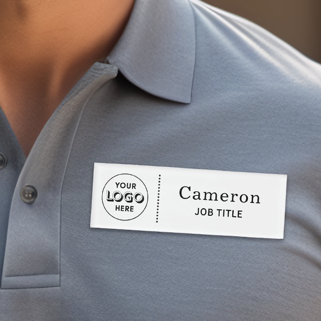Simple Minimal Company Logo Employee  Name Tag (Creator Uploaded)