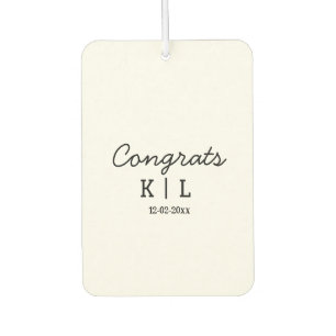 Simple minimal congrats add letters monogram date car air freshener