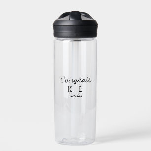 Simple minimal congrats add letters monogram date water bottle