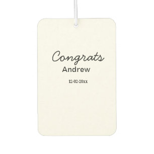 Simple minimal congrats add name date year graduat car air freshener
