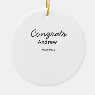 Simple minimal congrats add name date year graduat ceramic tree decoration