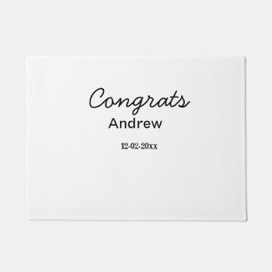 Simple minimal congrats add name date year graduat doormat