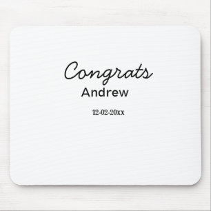 Simple minimal congrats add name date year graduat mouse mat