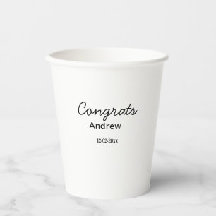 Simple minimal congrats add name date year graduat paper cups