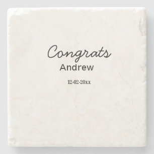Simple minimal congrats add name date year graduat stone coaster