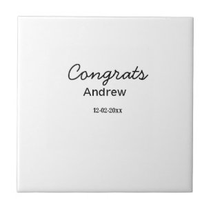 Simple minimal congrats add name date year graduat tile