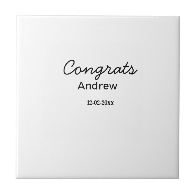 Simple minimal congrats add name date year graduat tile (Front)