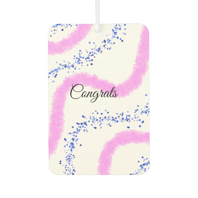 Simple minimal congratulations add your text name  car air freshener (Front)
