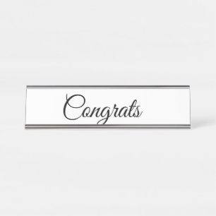 Simple minimal congratulations add your text name desk name plate