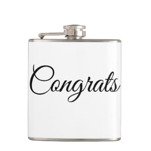 Simple minimal congratulations add your text name hip flask