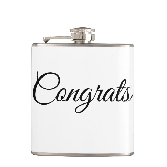 Simple minimal congratulations add your text name  hip flask (Front)