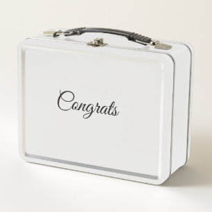 Simple minimal congratulations add your text name metal lunch box