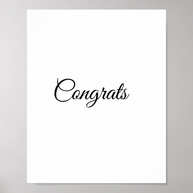 Simple minimal congratulations add your text name  poster (Front)