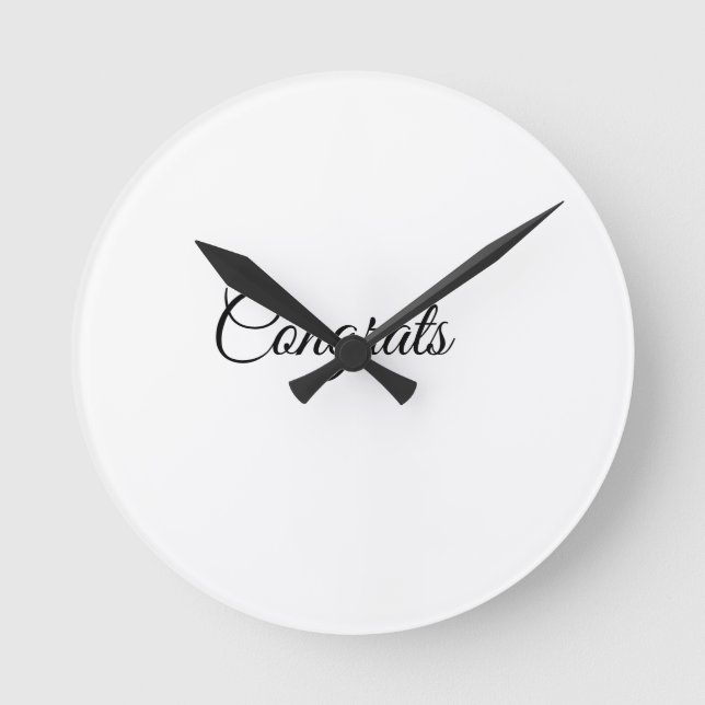 Simple minimal congratulations add your text name  round clock (Front)
