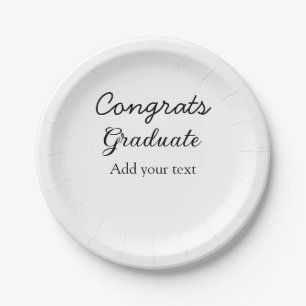 Simple minimal congratulations graduation add your paper plate