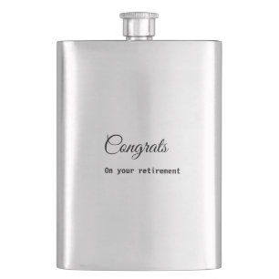Simple minimal congratulations retirement add name hip flask