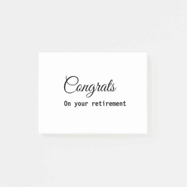 Simple minimal congratulations retirement add name post-it notes (Front)