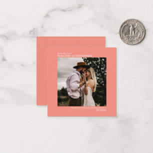 Simple Minimal Coral Wedding Save the Date Mini Card