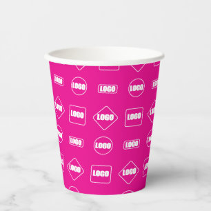 Simple Minimal Corporate Logo White Repeat Pattern Paper Cups