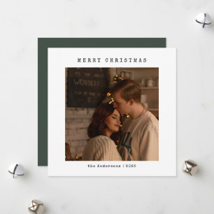 Simple Minimal Couple Photo Typewriter Christmas Holiday Card