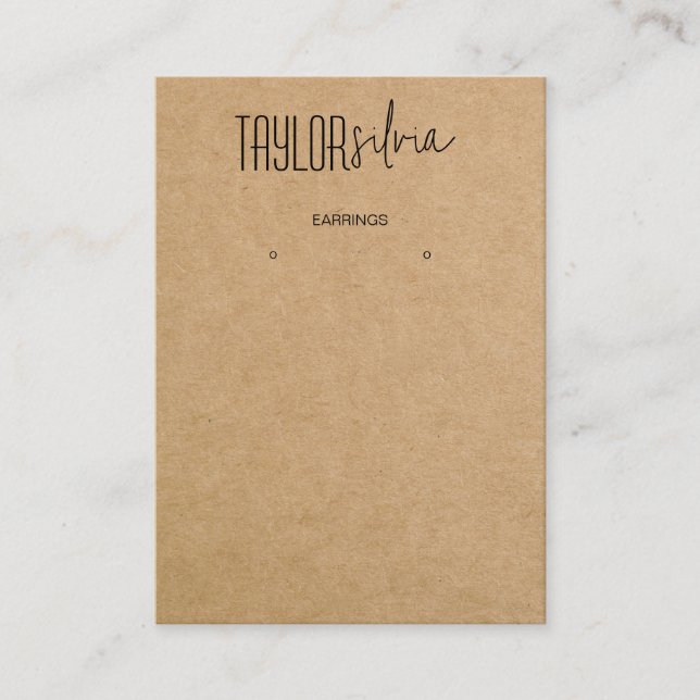 simple minimal craft paper Earring display card (Front)