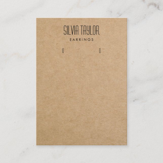 simple minimal craft paper Earring display card (Front)