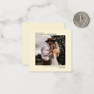 Simple Minimal Cream Wedding Save the Date Mini Card