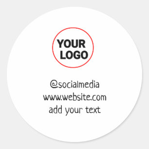 simple minimal custom add your logo address websit classic round sticker