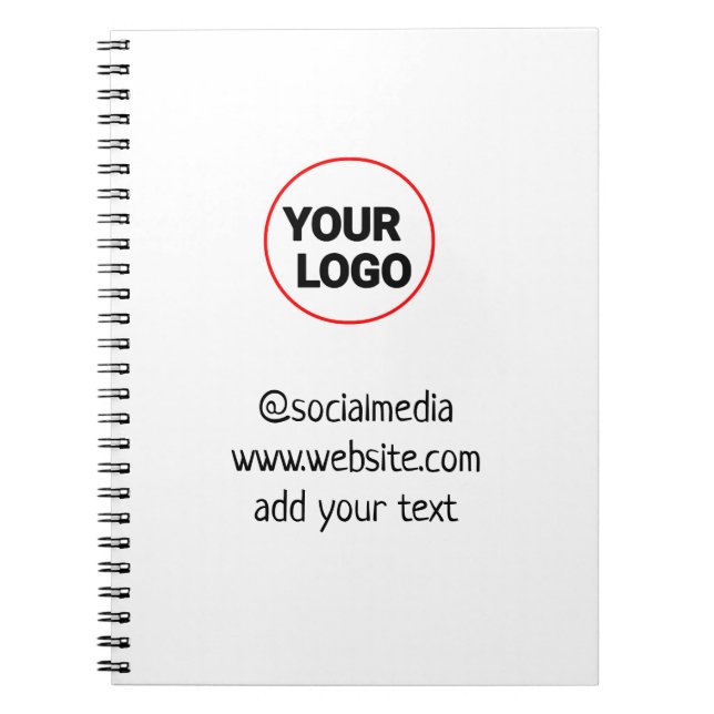 simple minimal custom add your logo address websit notebook (Front)