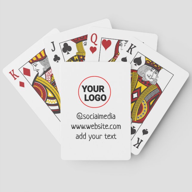 simple minimal custom add your logo address websit playing cards (Back)