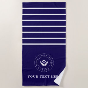 Simple Minimal Custom Company Logo &Text Beach Towel