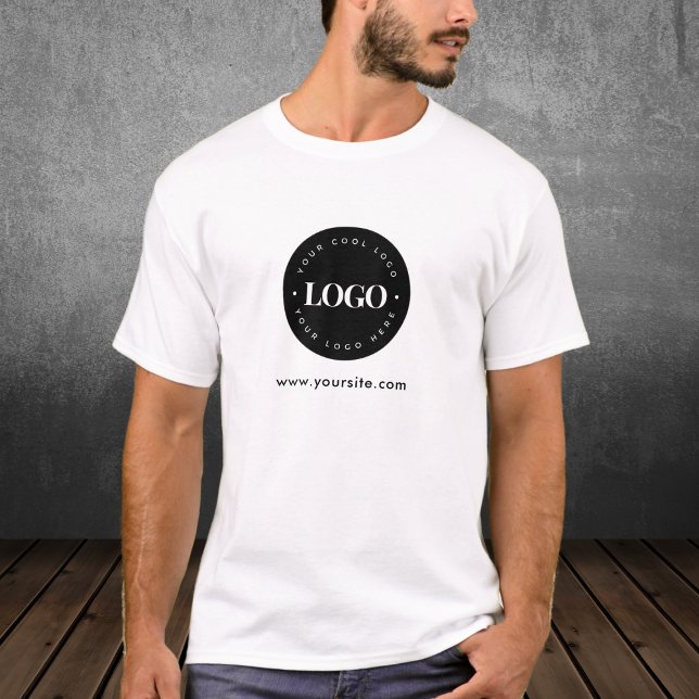 Simple Minimal Custom Logo & Text Business Company T-Shirt (Creator Uploaded)