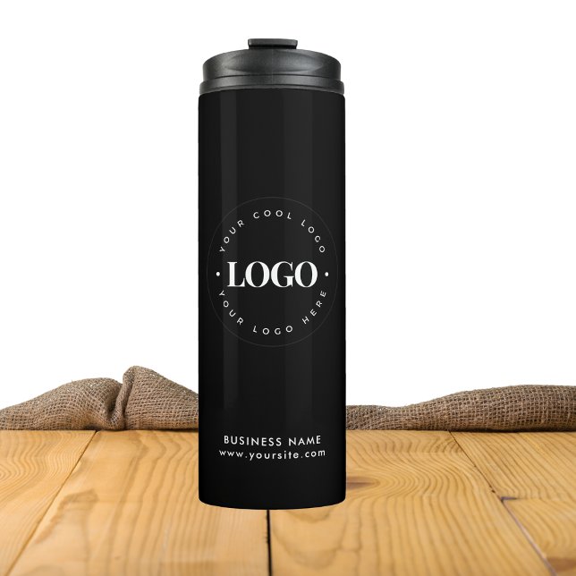 Simple Minimal Custom Logo & Text Business Company Thermal Tumbler (Creator Uploaded)