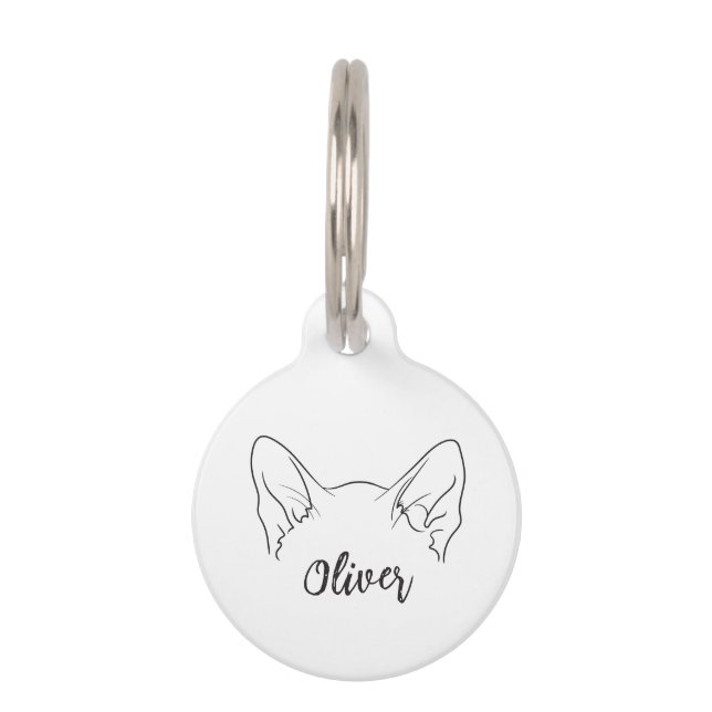 Simple Minimal Custom Name Siamese Cat Pet Tag (Front)