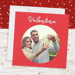 Simple Minimal Custom Photo Red Valentine's Day Holiday Card