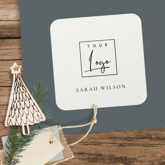 Simple Minimal Custom Promotional Business Logo Square Sticker (Creator Uploaded)