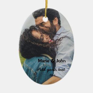 simple minimal customised name monogram couple nam ceramic tree decoration