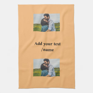 simple minimal customised name monogram couple     tea towel