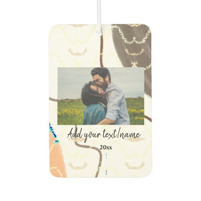 simple minimal customised name monogram couple  th car air freshener (Front)