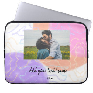 simple minimal customised name monogram couple th laptop sleeve
