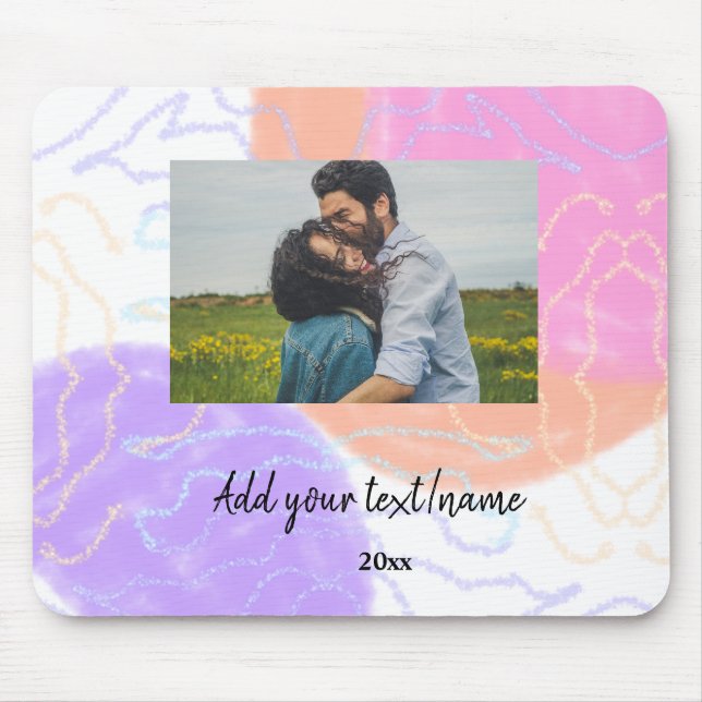 simple minimal customised name monogram couple  th mouse mat (Front)