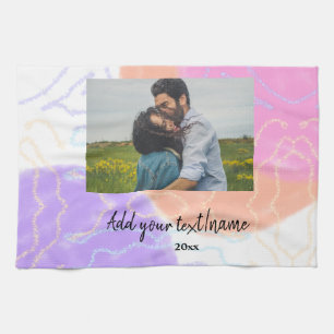 simple minimal customised name monogram couple th tea towel