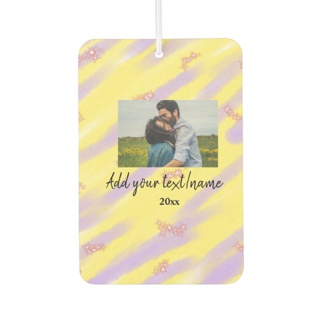 simple minimal customised name monogram text throw car air freshener (Front)
