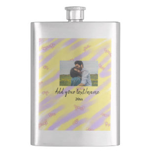 simple minimal customised name monogram text throw hip flask