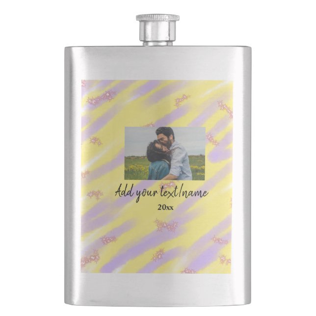 simple minimal customised name monogram text throw hip flask (Front)