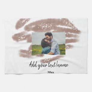 simple minimal customised name monogram text throw tea towel